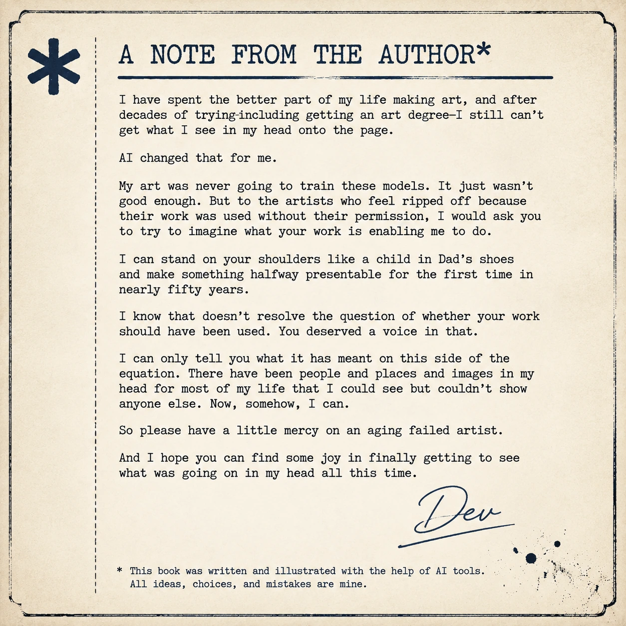 A note from the author. The full text follows below.